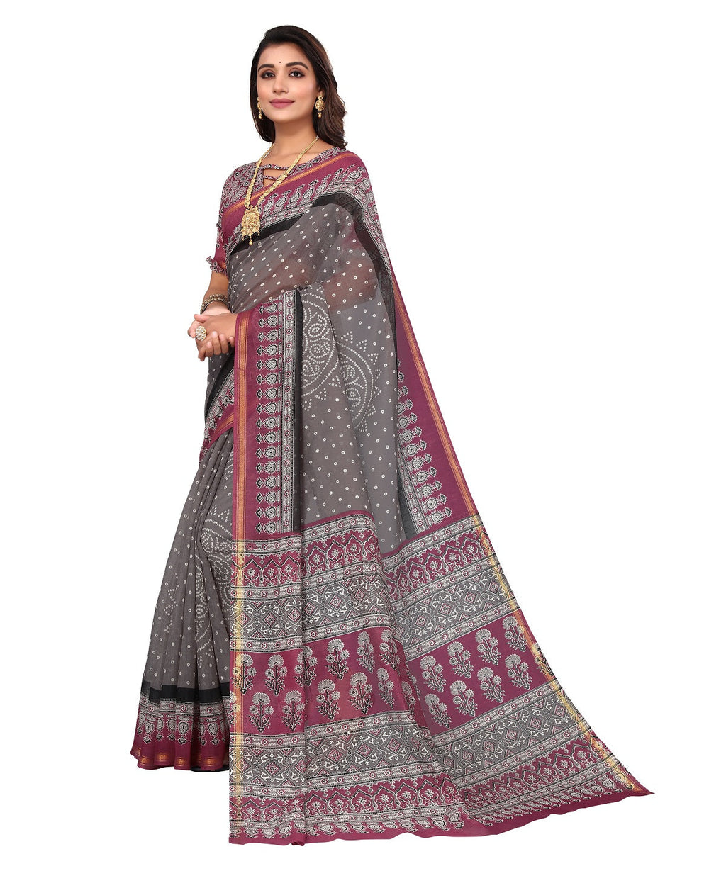 Vamika Linen Jari Border Grey Bollywood Style Saree