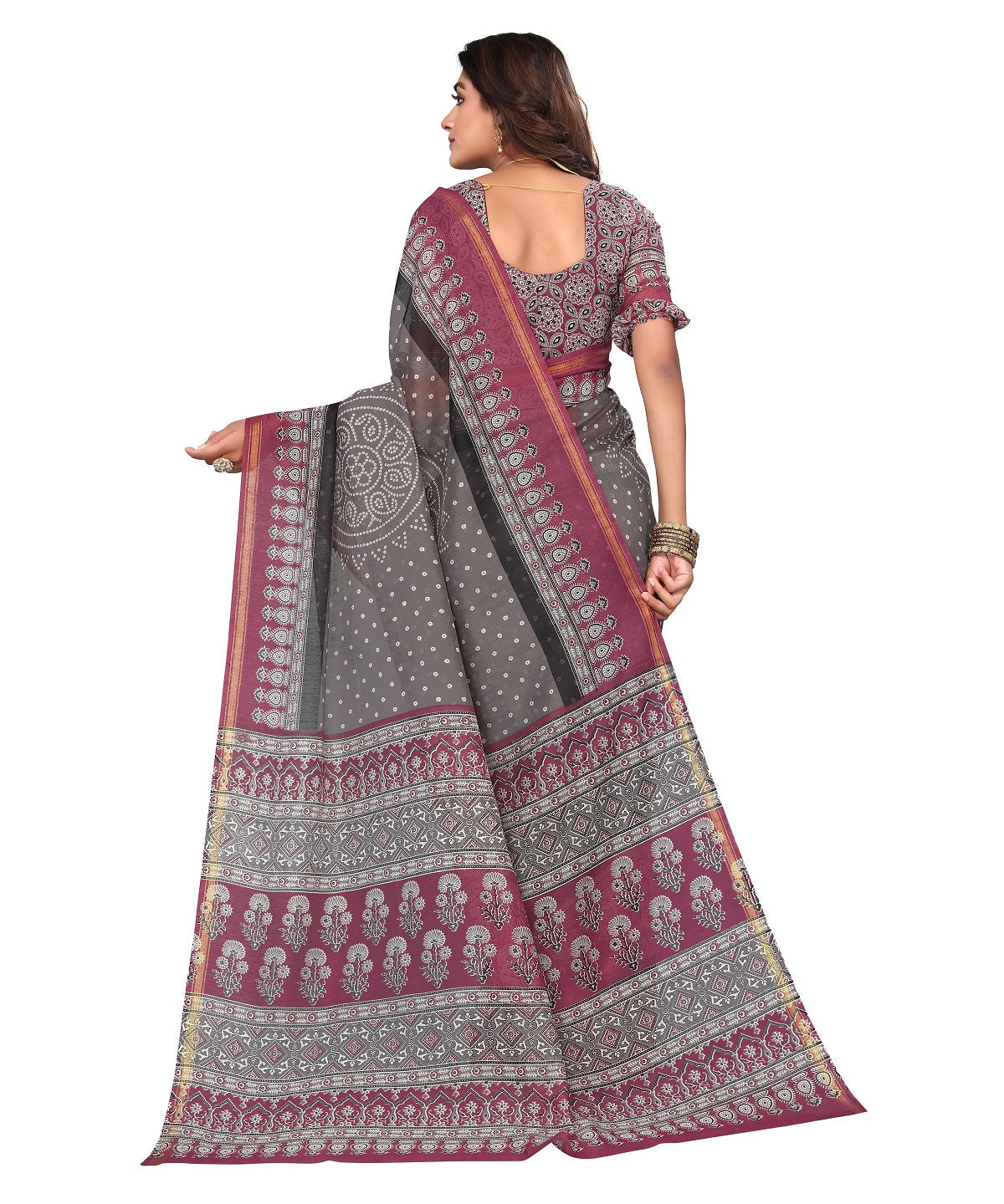 Vamika Linen Jari Border Grey Bollywood Style Saree