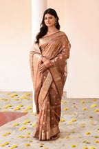 Joban Fashion Copper Pure Banarasi Tissue Saree