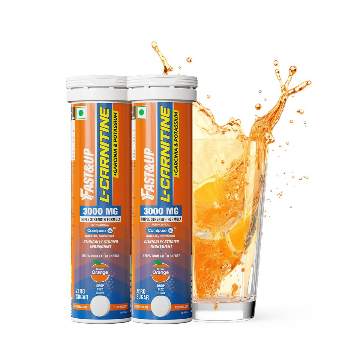Fast&Up L Carnitine 3000mg Effervescent Tablets - Orange Flavour