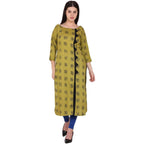 Kanoor Women's Mustard Colour Rayon Straight Kurti