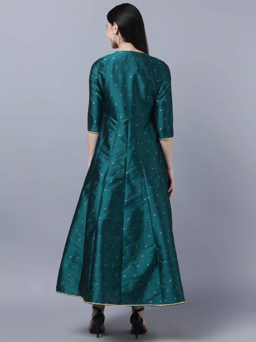 Myshka Green Red Ethnic Motifs Ethnic Anarkali Dress With Dupatta - Distacart