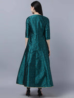 Myshka Green Red Ethnic Motifs Ethnic Anarkali Dress With Dupatta - Distacart