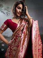 Shree Shyam Fashion Maroon Silk Blend Saree - Distacart