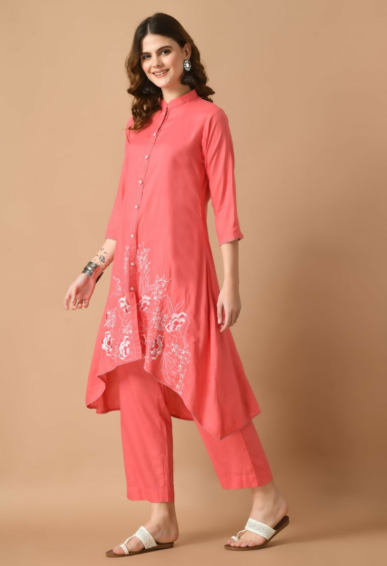 Joban Fashion Coral Cotton Rayon Kurta Set