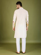 Vastranavya White Exclusive Festival Wear Cotton Sequence Embroidered & Thread Work Kurta