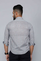 Miravan Men's Blue Pure Cotton Handblock Floral Print Shirt