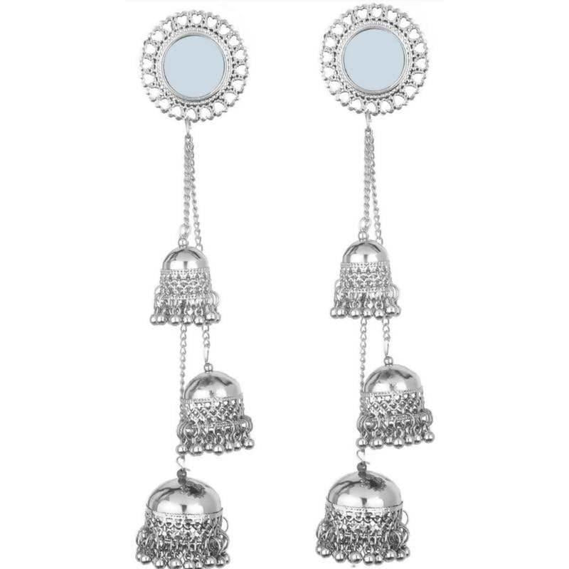 Traditional Kashmiri Mirror Step By Step Hanging Jhumka Earrings