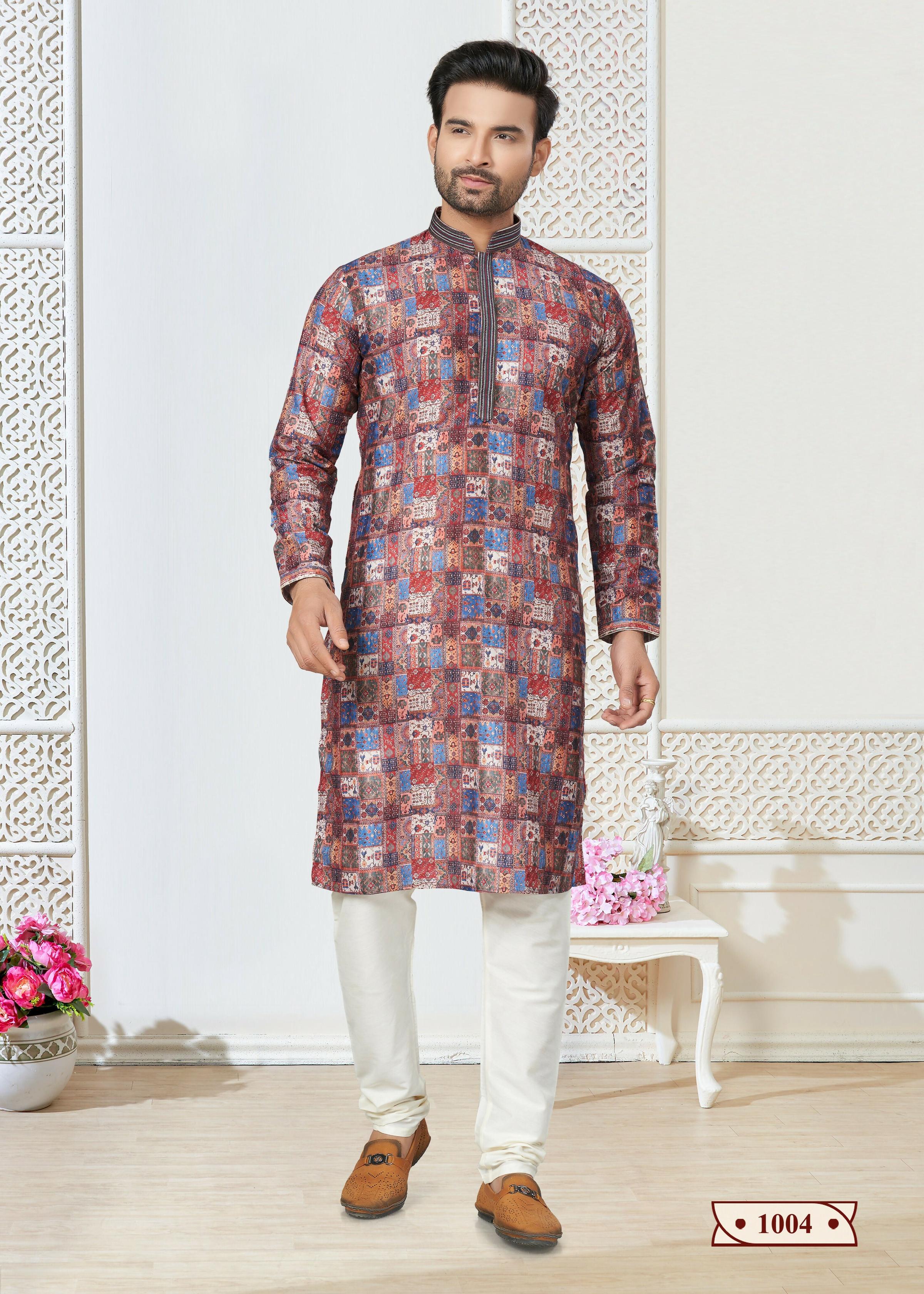 Joban Fashion Men's multicolor Cotton printed Kurta Pyjama set