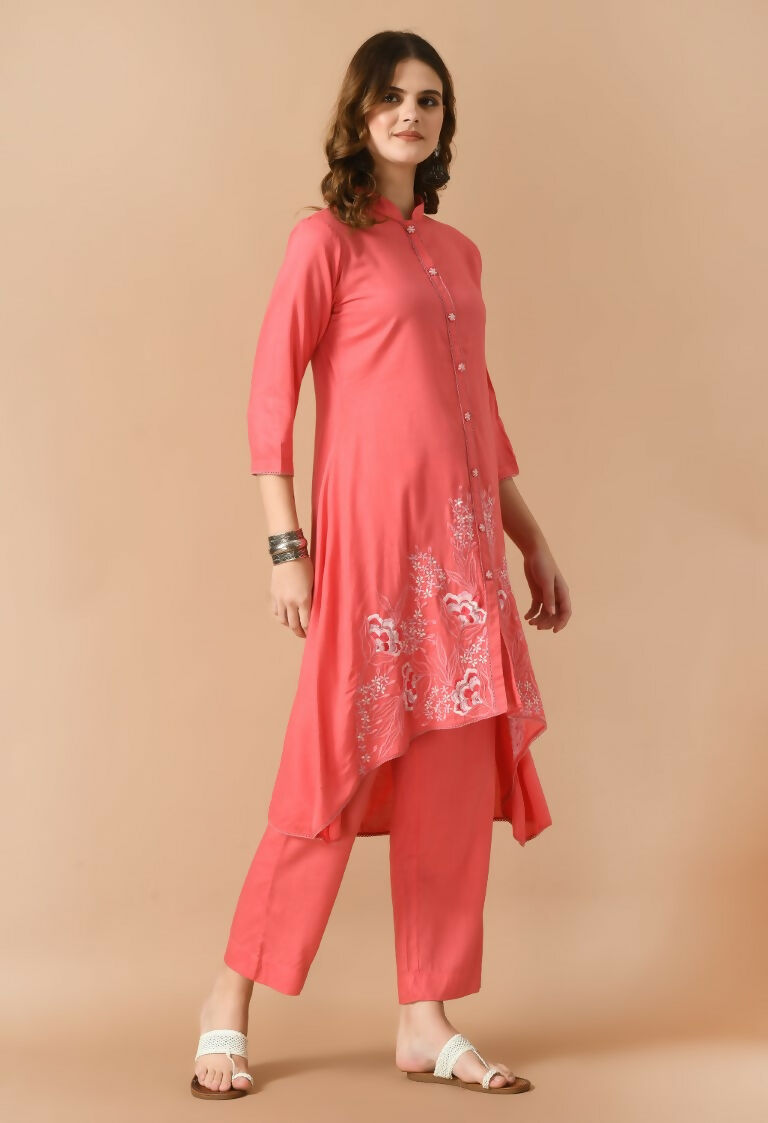 Joban Fashion Coral Cotton Rayon Kurta Set