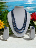 Inhanns Everyday Workwear Pearl Set (Double Layered Pearls) - Blue
