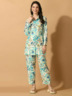 Myshka Women's Multi Printed Shirt With Trousers