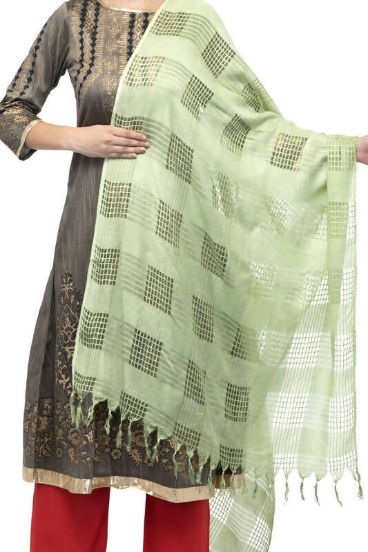 Mominos Fashion Moeza Window Design Pista Green Cotton Duppata