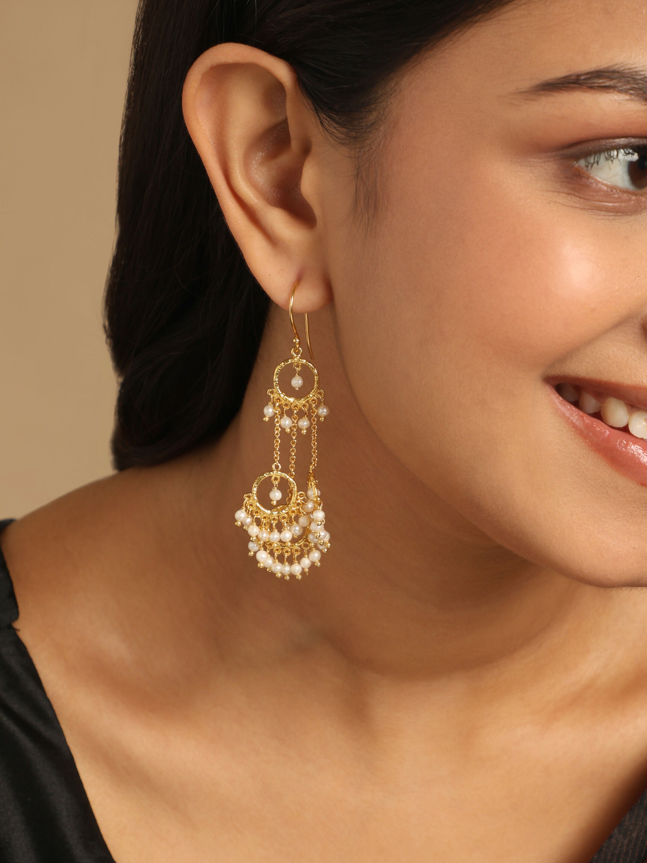 Nuyug 18k Golden Ring Pearl Drops Anti Tarnish Earrings - Distacart