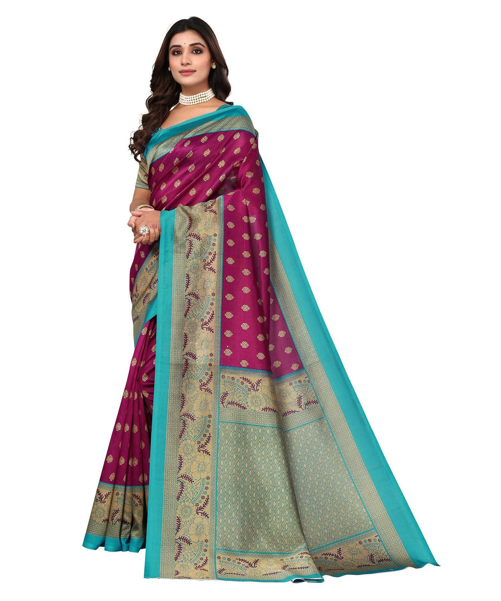 Vamika Purple Printed Art Silk Saree