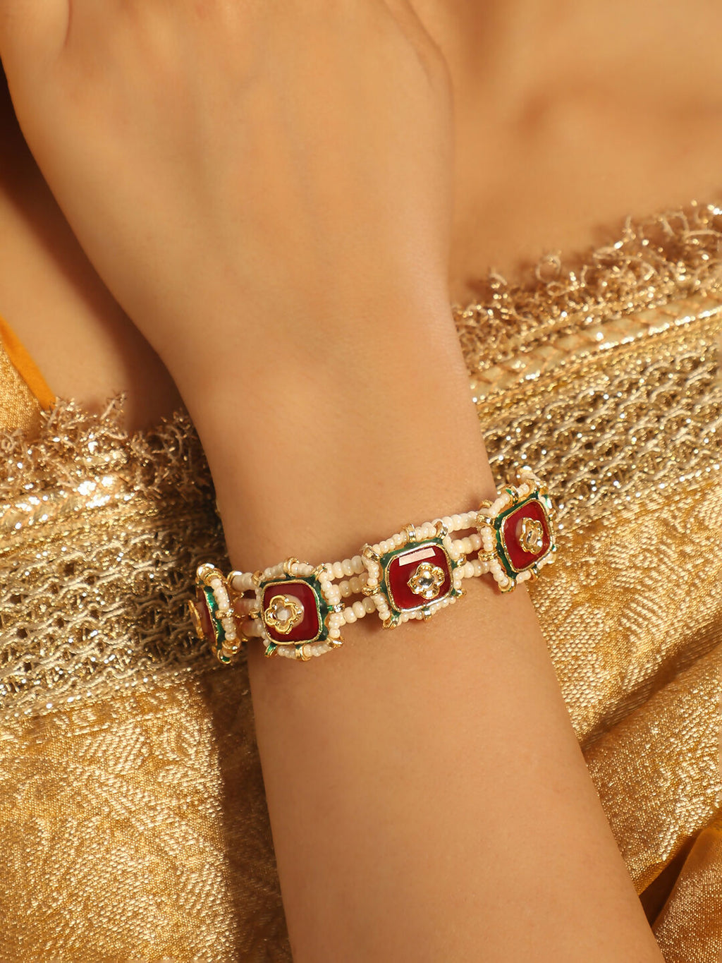 Nuyug 22K Gold Plated Red Serene Pochi Bangles - Distacart