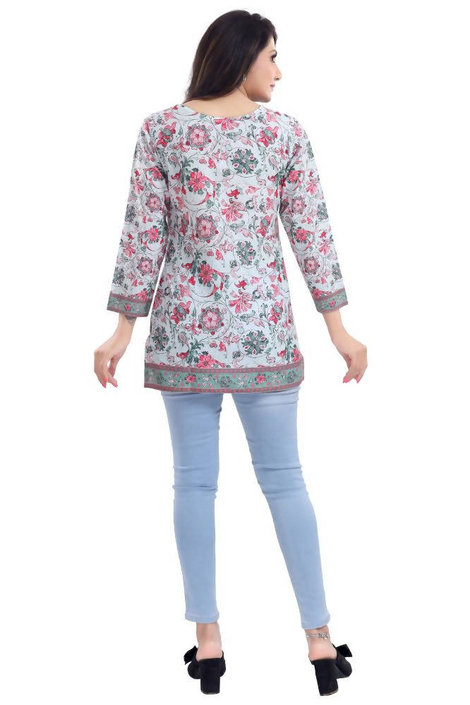 Snehal Creations Variyali Color Faux Crepe Short Kurti Tunic