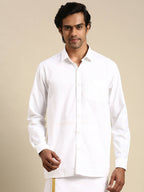 Ramraj Cotton Mens Full Sleeve White Shirt Plus Size - Pure Cotton