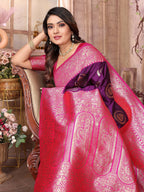 Joban Fashion Purple Banarasi Soft Silk Woven Saree - Distacart
