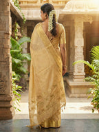 Anaita Beige Silk Saree With Blouse Piece - Distacart
