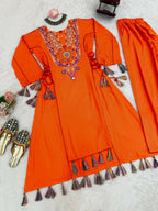 The52 Women's Gorgeous Rayon Fabric Thread Work Straight Kurta Palazzo Set - Distacart