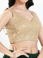Joban Fashion Gold Silk Padded Blouse With Sweetheart Neck Sleeveless - Distacart