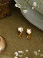 Ruby Raang Yellow Citrine Kundan Studs - Distacart