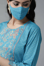 Juniper Women Skyblue Rayon Slub Polka Print Peplum Tunic - Distacart