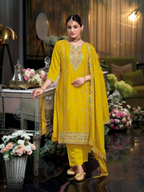Anaita Yellow Heavy Chinon Readymade Suit with Embroidery & Sequence Work - Distacart