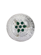 Joban Fashion Women Green Stone Silver Tone Ring