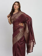 Shree Shyam Fashion Linen Cotton Purple Saree - Distacart