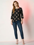 Myshka Women's Black Printed Top