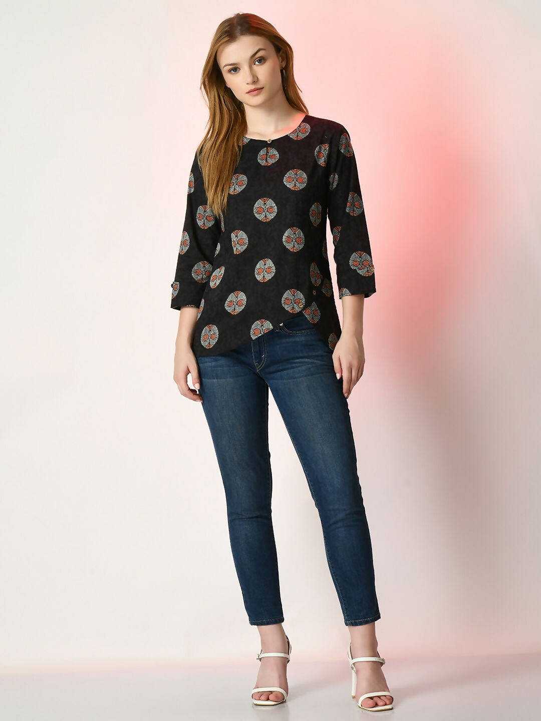 Myshka Women's Black Printed Top