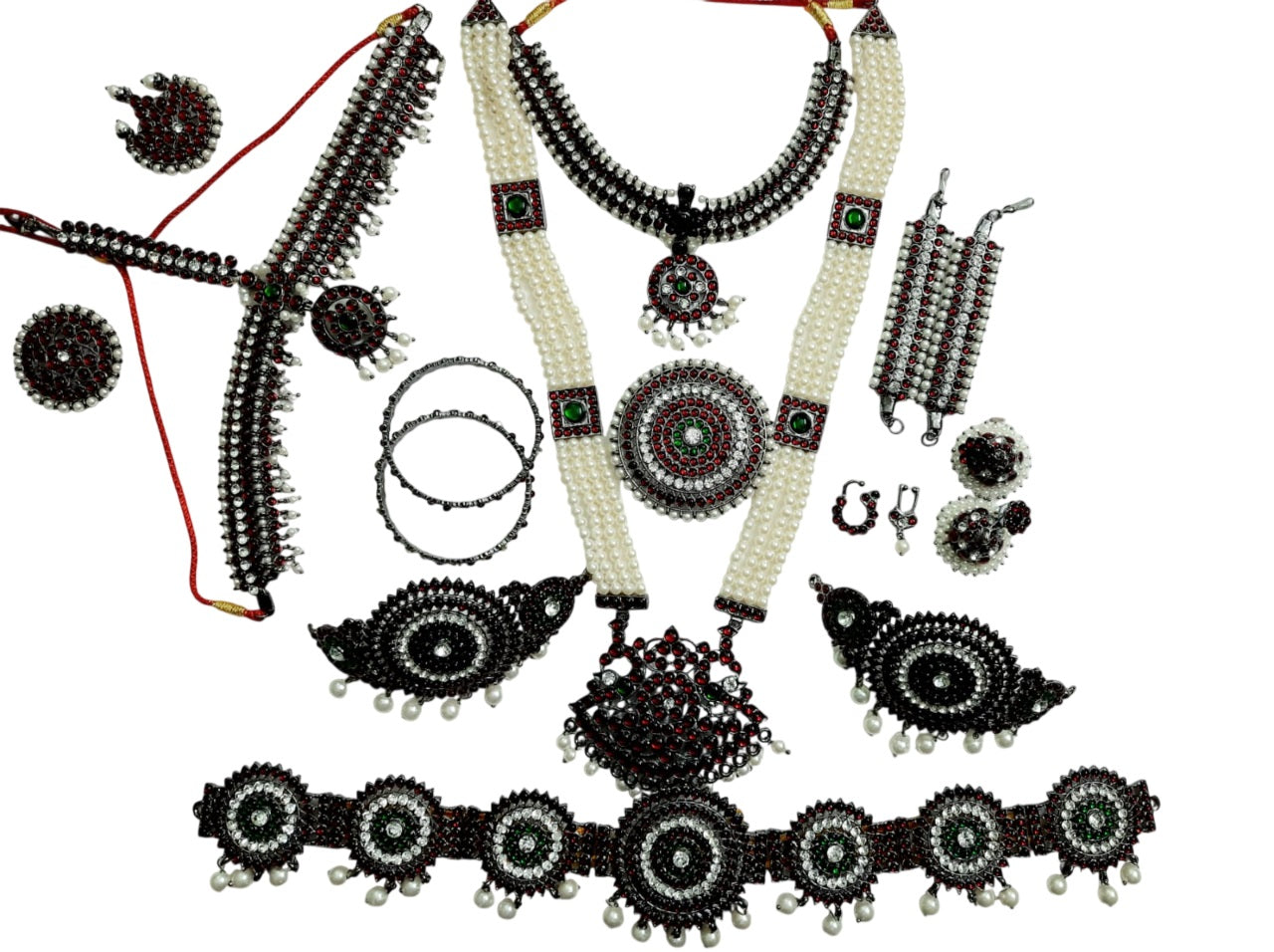 Elite Trading Black Antique Finish Bharatanatyam Jewellery Set – Complete Bharatnatyam 10 Pieces