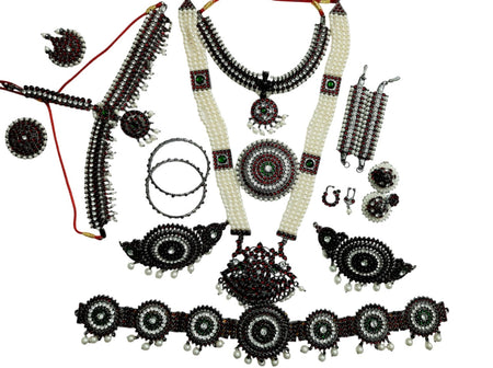 Elite Trading Black Antique Finish Bharatanatyam Jewellery Set – Complete Bharatnatyam 10 Pieces