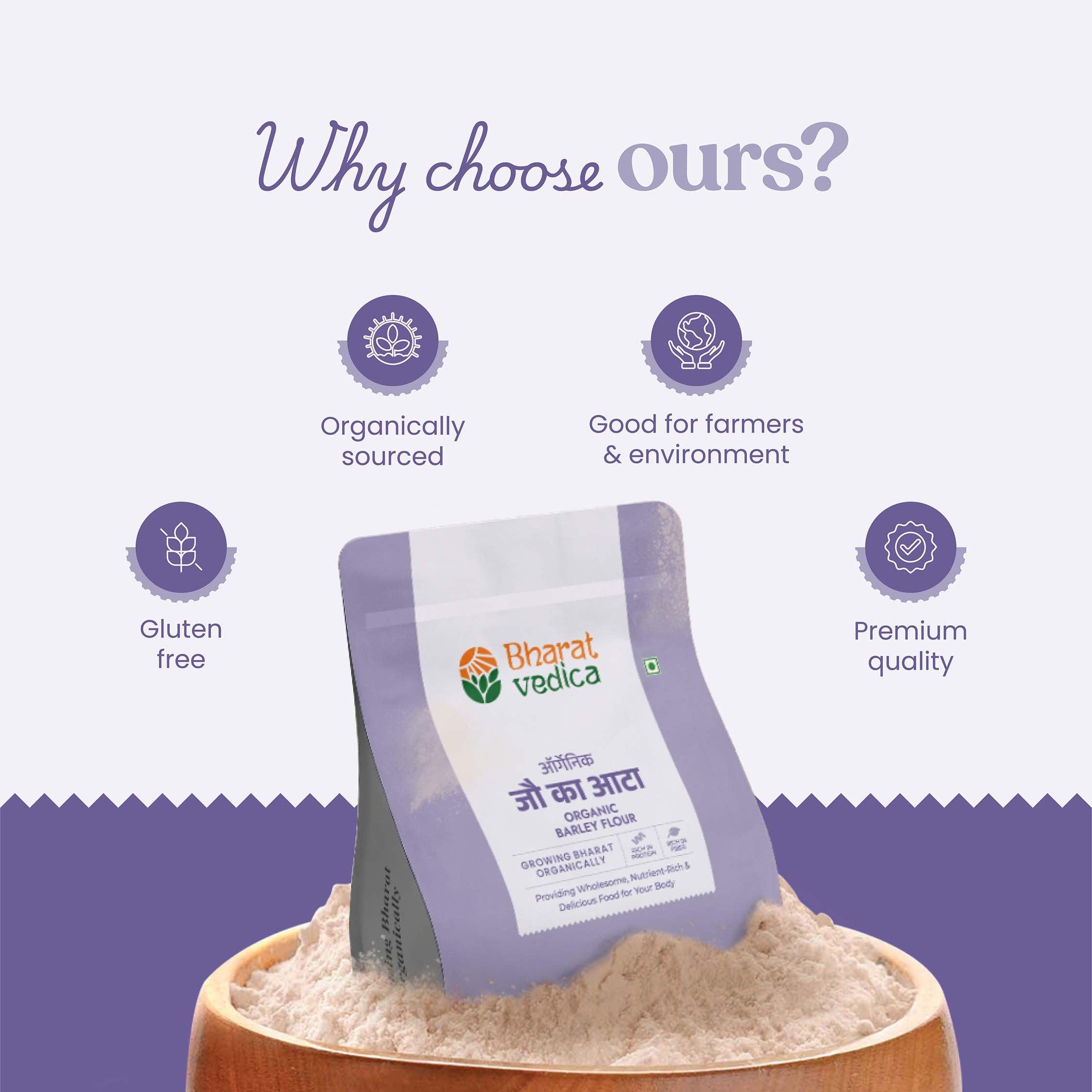 Bharat Vedica Organic Barley Flour | Stone-Ground & Fresh - Distacart