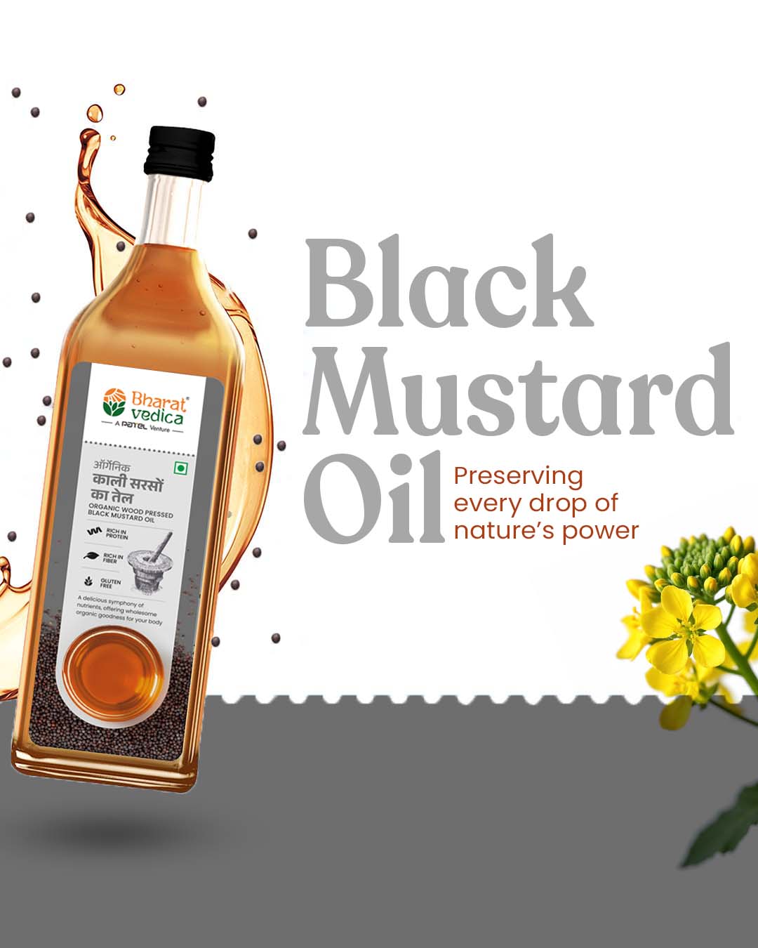Bharat Vedica Organic Wood Pressed Black Mustard Oil - Organic Wood Pressed kale Sarso ka tel - Distacart
