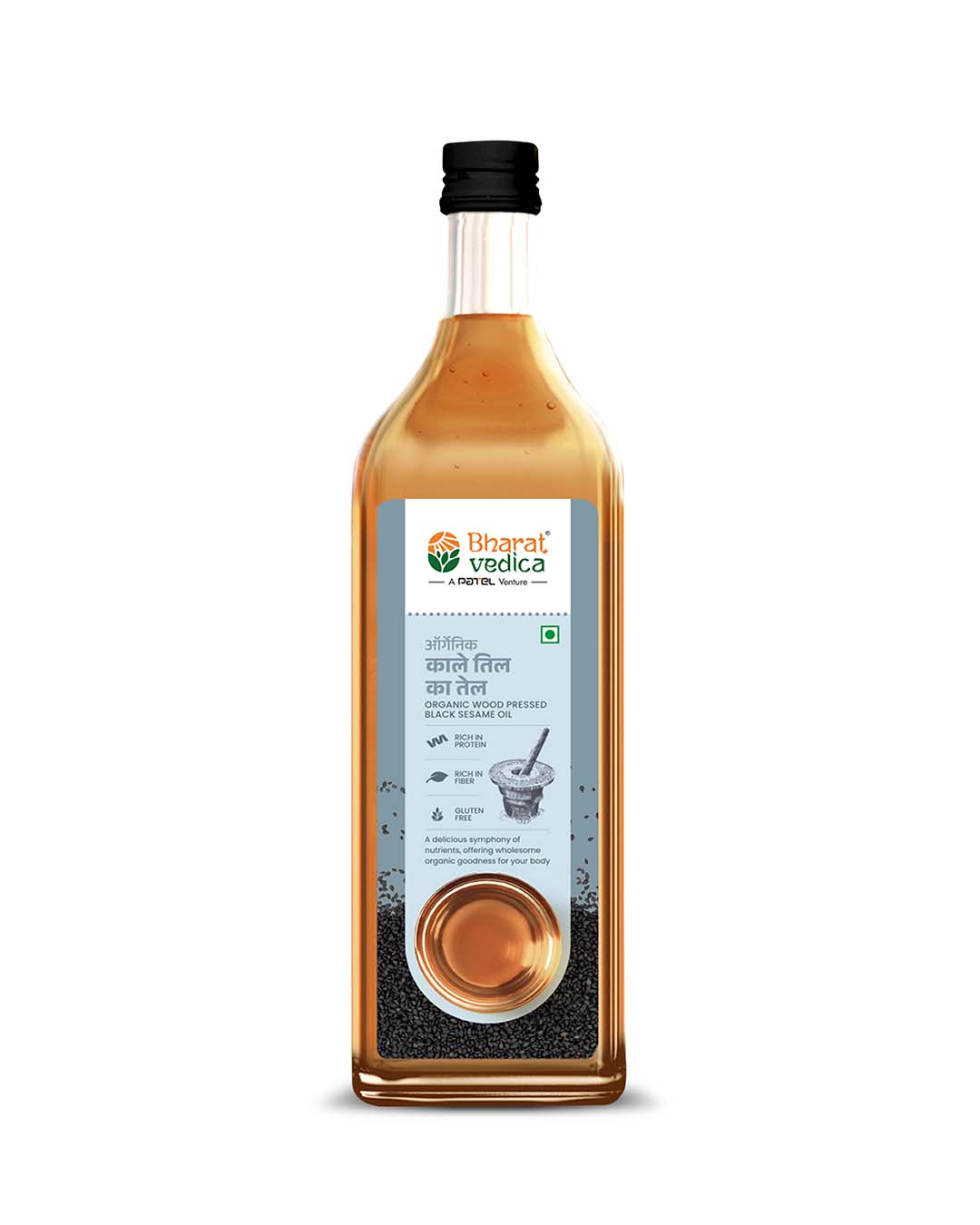 Bharat Vedica Organic Wood Pressed Black Sesame Oil - Organic Wood Pressed Kale Til ka Tel - Distacart