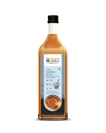 Bharat Vedica Organic Wood Pressed Black Sesame Oil - Organic Wood Pressed Kale Til ka Tel