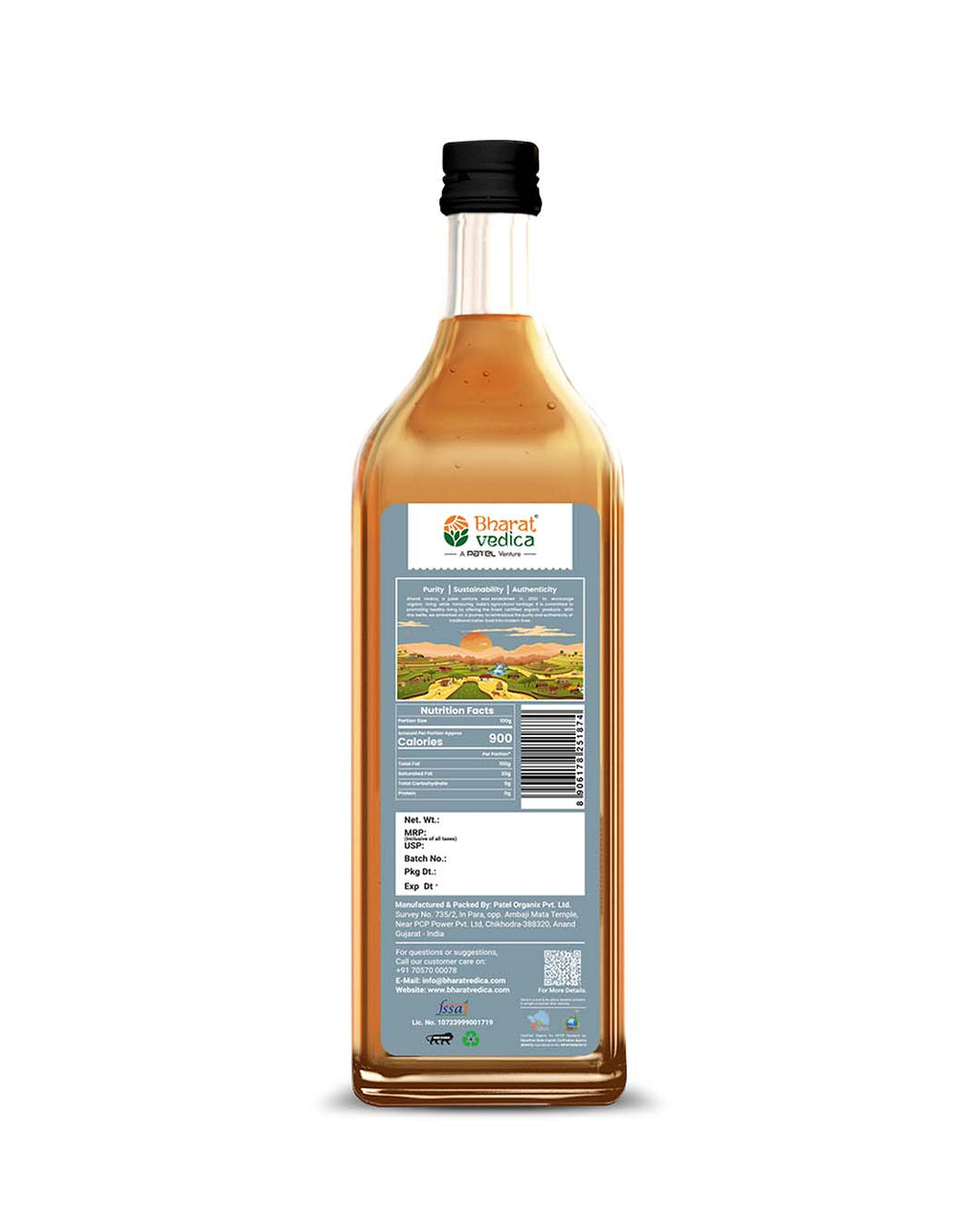 Bharat Vedica Organic Wood Pressed Black Sesame Oil - Organic Wood Pressed Kale Til ka Tel - Distacart