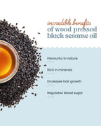 Bharat Vedica Organic Wood Pressed Black Sesame Oil - Organic Wood Pressed Kale Til ka Tel - Distacart
