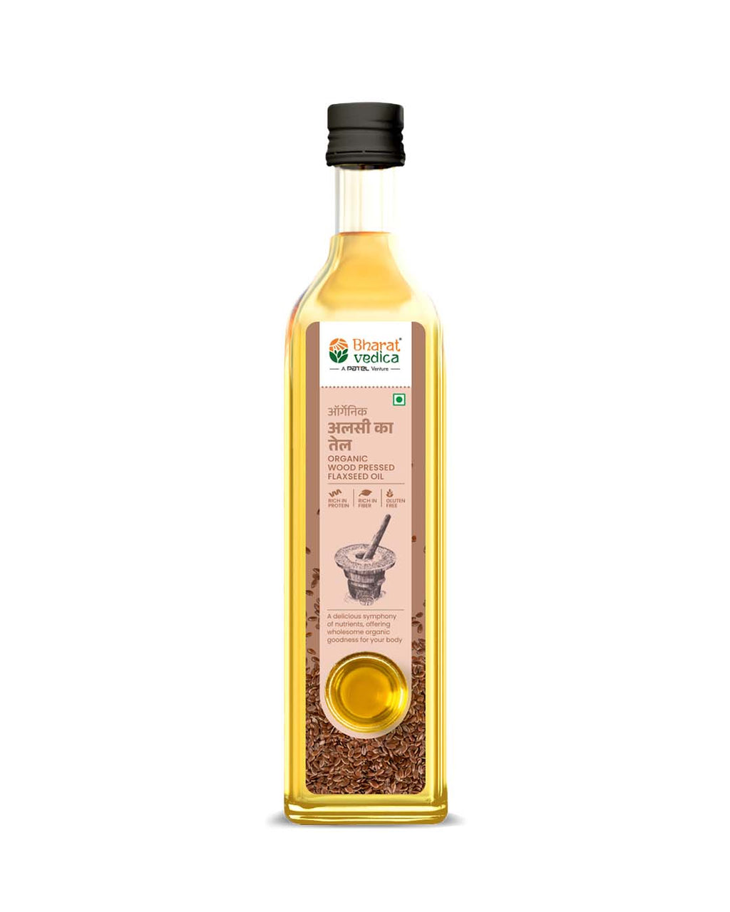 Bharat Vedica Organic Wood Pressed Flaxseed Oil - Organic Wood Pressed Alsi ka tel - Distacart