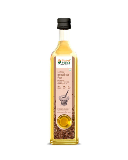 Bharat Vedica Organic Wood Pressed Flaxseed Oil - Organic Wood Pressed Alsi ka tel