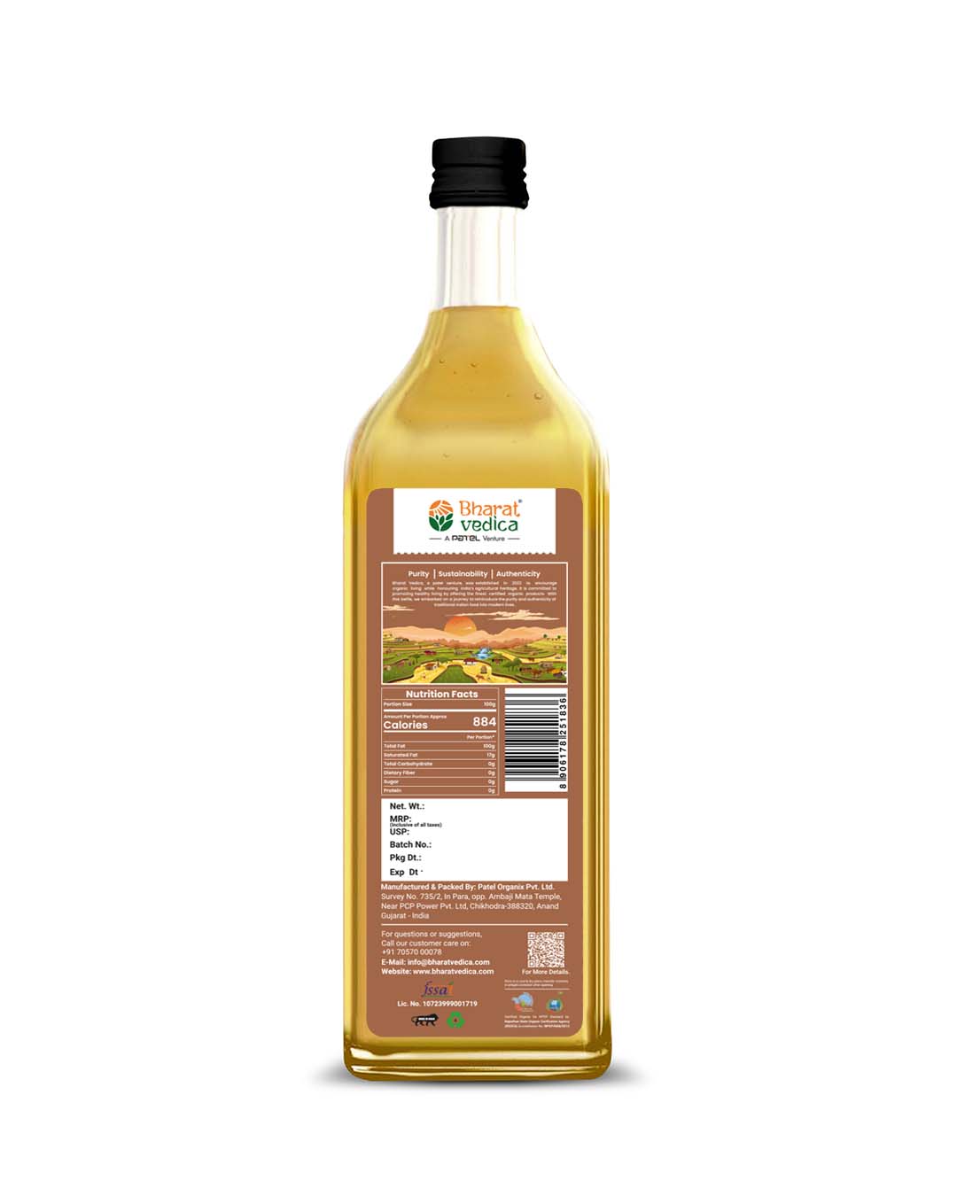 Bharat Vedica Organic Wood Pressed Groundnut Oil - Organic Wood Pressed Moongfali ka Tel
