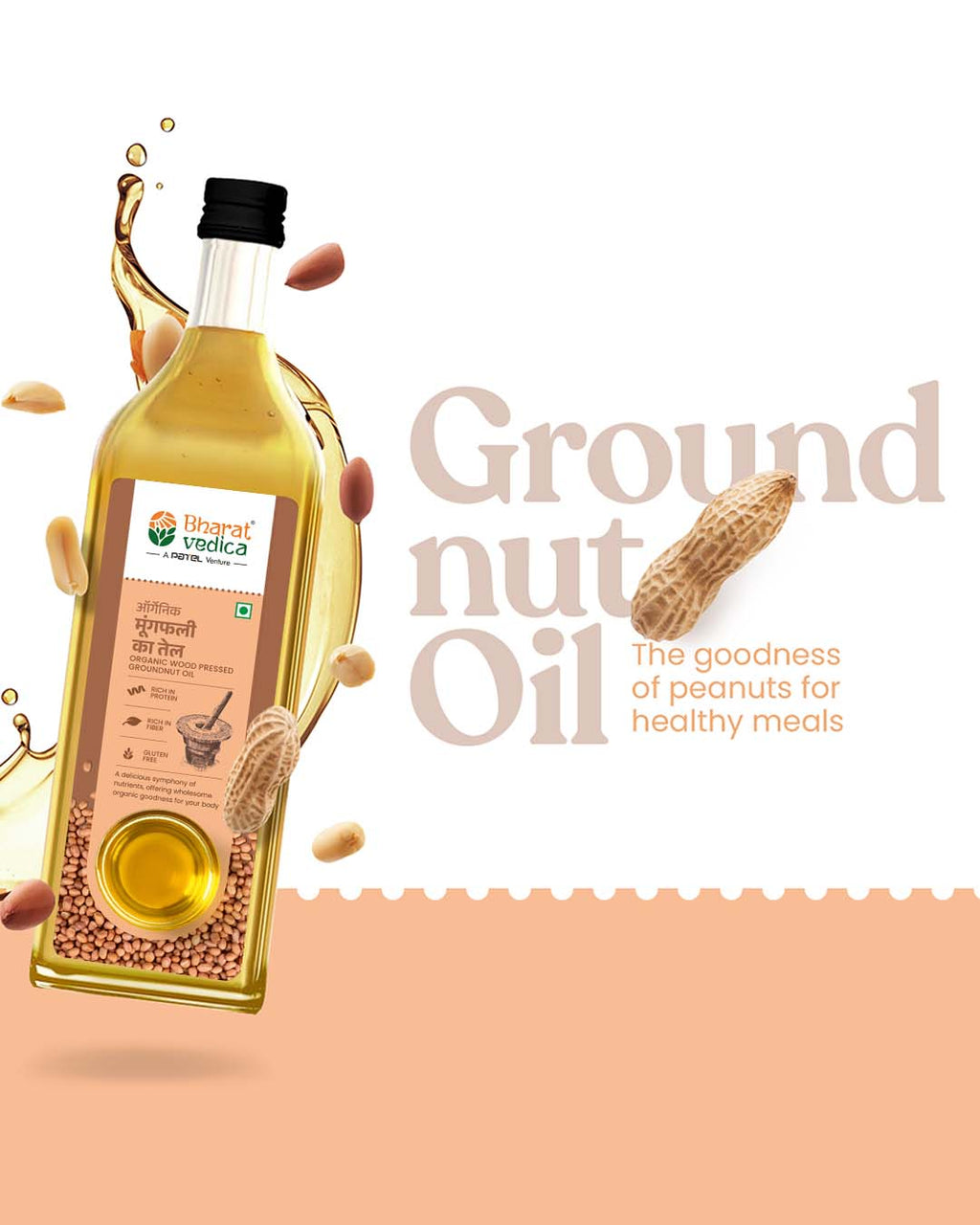 Bharat Vedica Organic Wood Pressed Groundnut Oil - Organic Wood Pressed Moongfali ka Tel