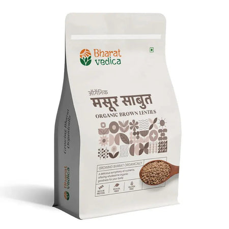 Bharat Vedica Organic Brown Lentils - Organic Masoor Dal Sabut