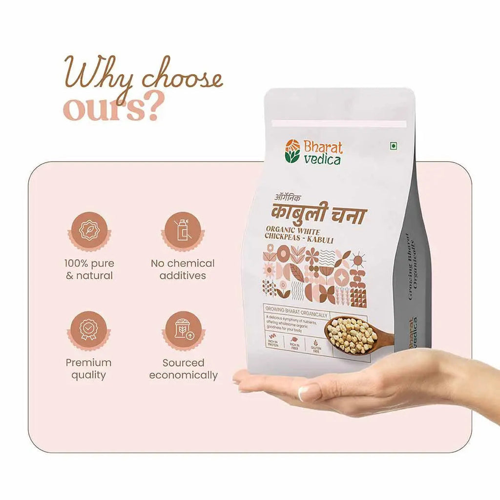 Bharat Vedica Organic White Chickpeas - Organic Kabuli Chana - Distacart