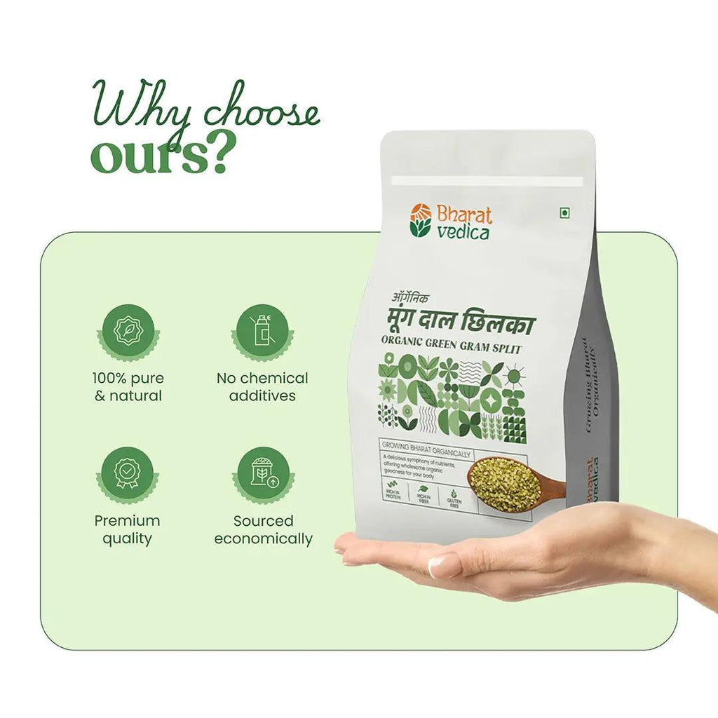 Bharat Vedica Organic Green Gram Split - Organic Moong Dal Chilka - Distacart