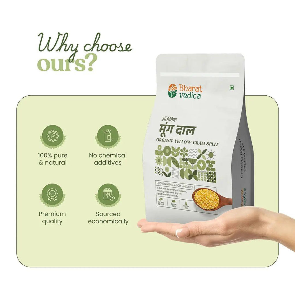 Bharat Vedica Organic Yellow Gram Split - Organic Moong Dal - Distacart
