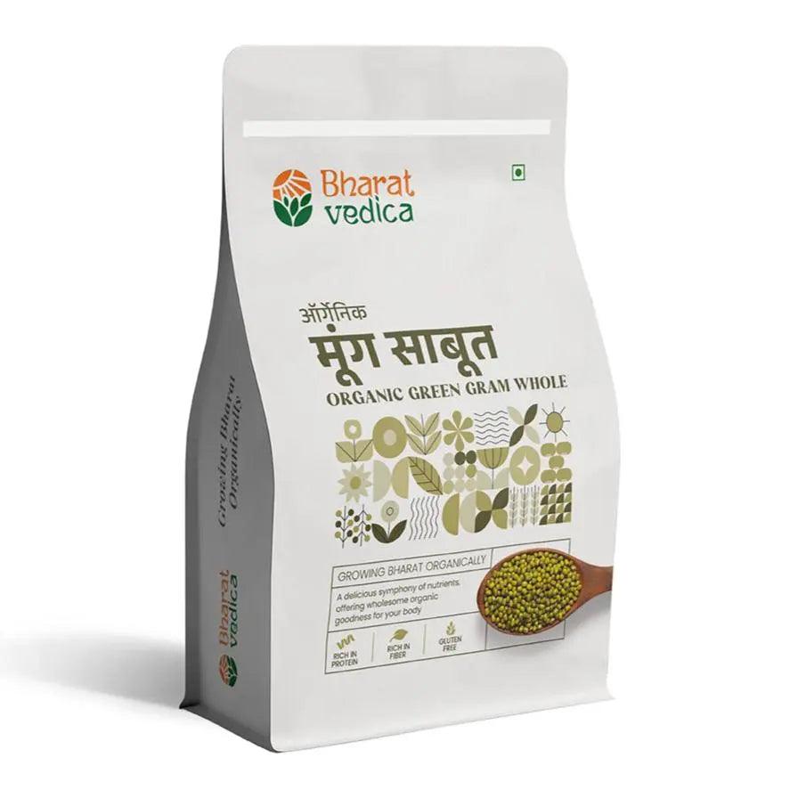 Bharat Vedica Organic Green Gram Whole - Organic Moong Dal Sabut - Distacart